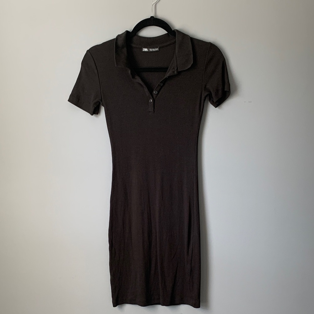 Zara Dress Black Ribbed Knit Small
